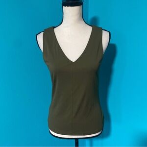 EUC Vintage Ann Taylor S Solid Green V-Neck Sleeveless Top Tank Top